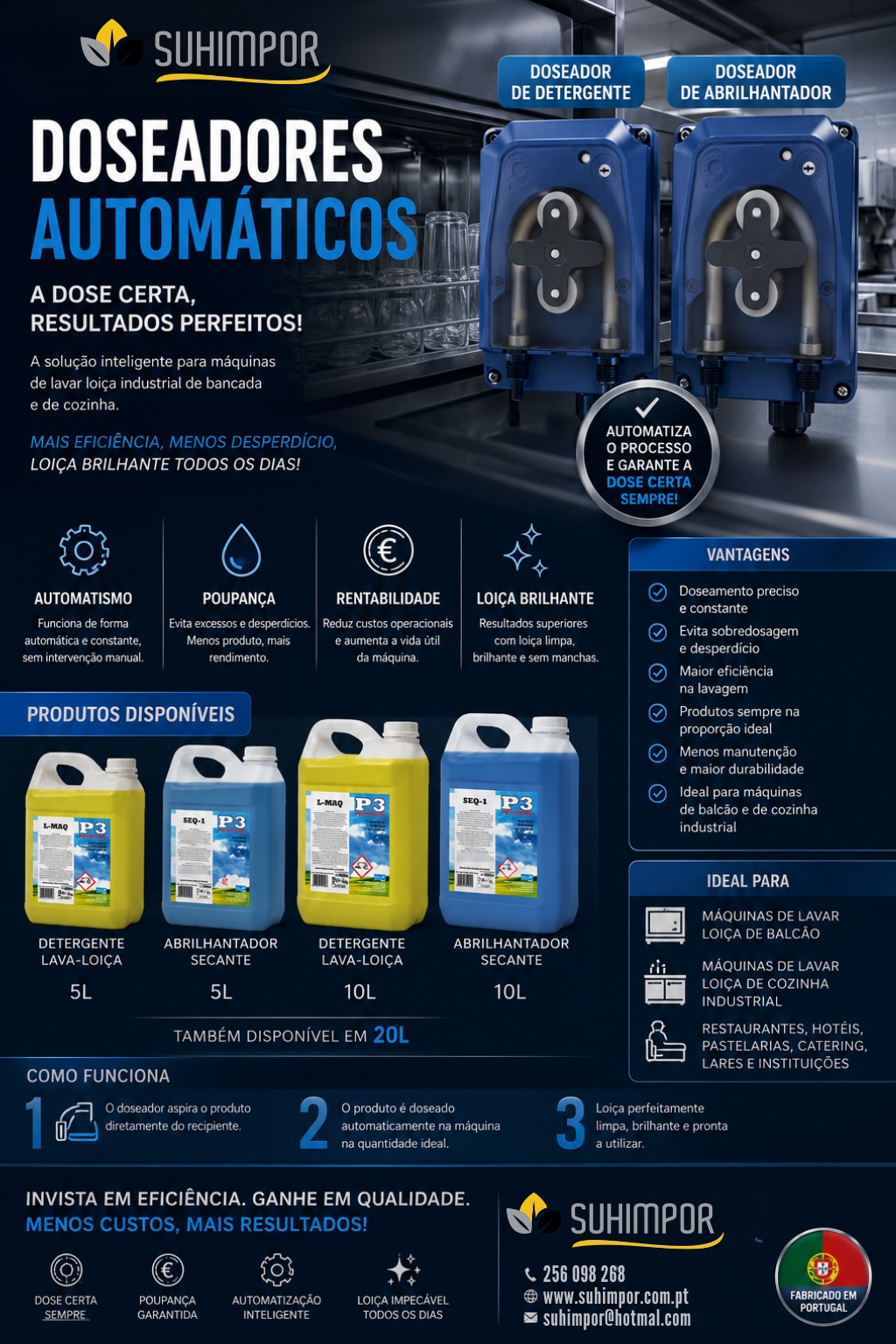 Doseadores automáticos para lavagem profissional